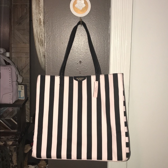 NWT Victoria’s Secret Pink & Black Large Tote - Picture 3 of 5